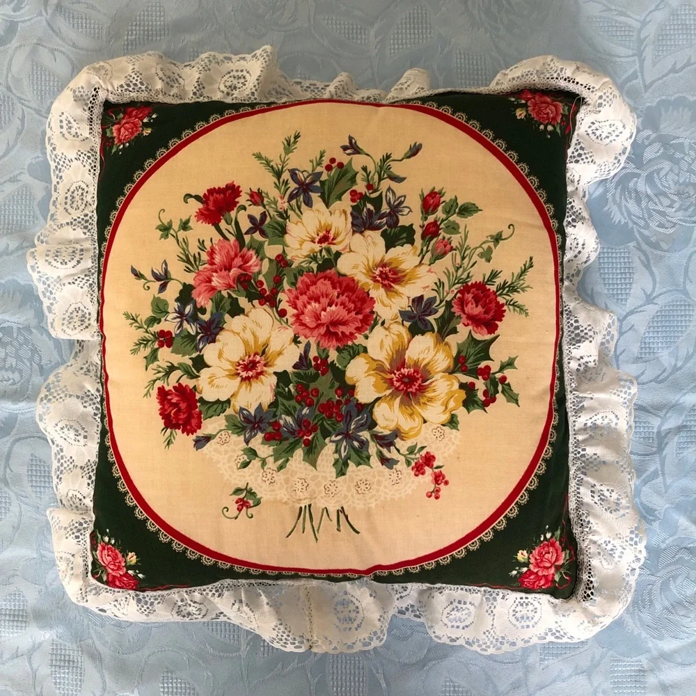 Decorative Floral Christmas Pillow